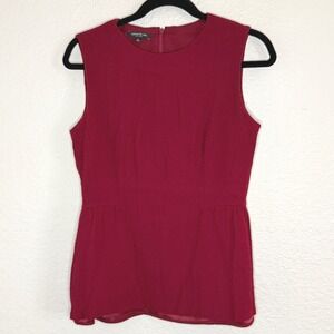 Lafayette 148  Womens 6 Red Wool Sleeveless Peplum Top Corpcore Career Old Money